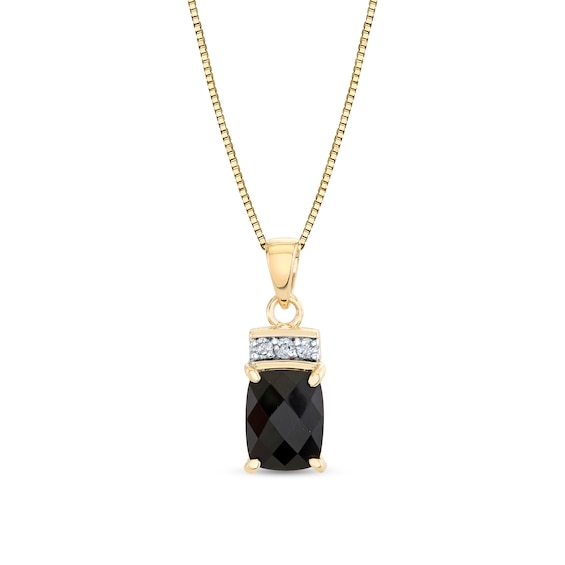 Elongated Cushion-Cut Black Onyx and 1/20 CT. T.w. Diamond Pendant in 14K Gold