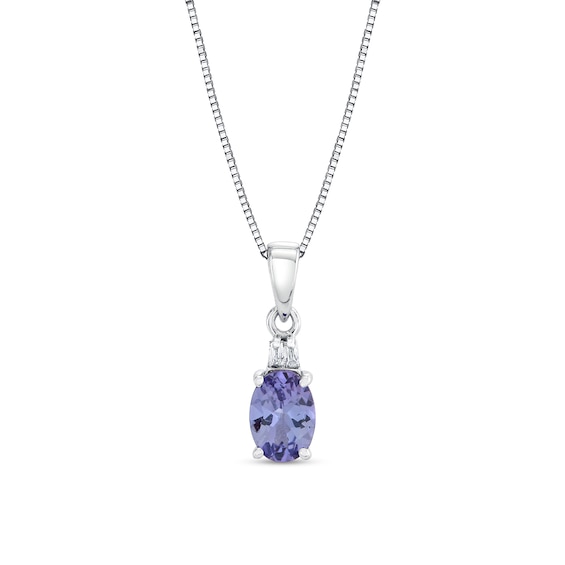 Oval Tanzanite and Diamond-Accent Pendant in 10K White Gold
