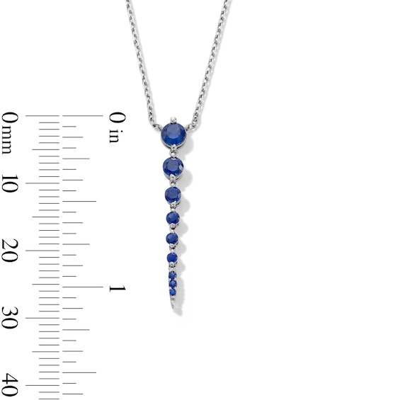 Blue Lab-Created Sapphire Journey Necklace in Sterling Silver