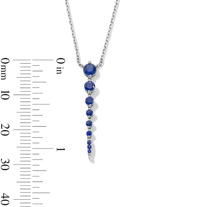 Main Image 2 of Blue Lab-Created Sapphire Journey Necklace in Sterling Silver