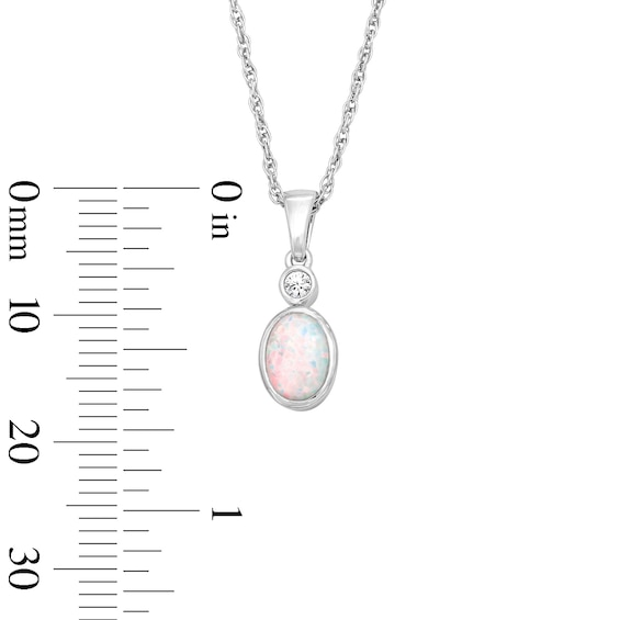 Oval Lab-Created Opal and Lab-Grown Diamond Accent Pendant in Sterling Silver (F/Vs2)
