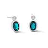 Thumbnail Image 1 of Oval Lab-Created Emerald and 1/20 CT. T.W. Lab-Grown Diamond Earrings in Sterling Silver (F/VS2)