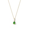 Thumbnail Image 1 of Pear-Shaped Emerald and Lab-Grown Diamond Accent Pendant in 10K Gold (F/VS2)