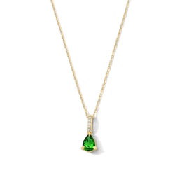 Pear-Shaped Emerald and Lab-Grown Diamond Accent Pendant in 10K Gold (F/VS2)