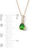 Thumbnail Image 3 of Pear-Shaped Emerald and Lab-Grown Diamond Accent Pendant in 10K Gold (F/VS2)