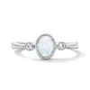 Thumbnail Image 1 of Oval Lab-Created Opal and 1/15 CT. T.W. Lab-Grown Diamond Ring in Sterling Silver (F/VS2)