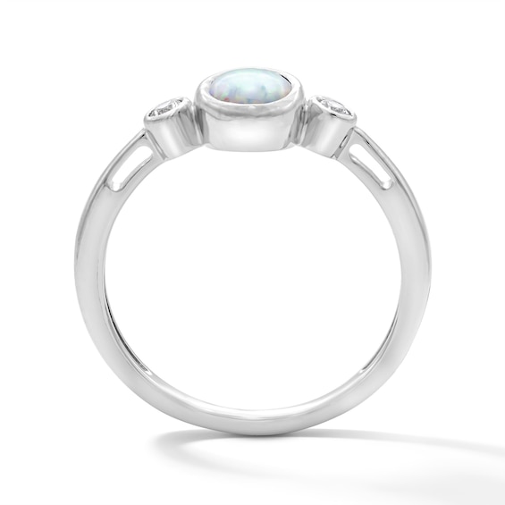 Oval Lab-Created Opal and 1/15 CT. T.w. Lab-Grown Diamond Ring in Sterling Silver (F/Vs2)