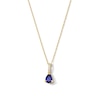 Thumbnail Image 1 of Pear-Shaped Blue Sapphire and Lab-Grown Diamond Accent Pendant in 10K Gold (F/VS2)