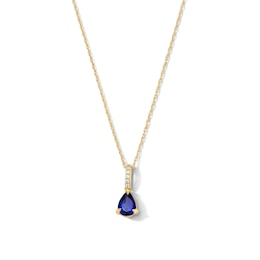 Pear-Shaped Blue Sapphire and Lab-Grown Diamond Accent Pendant in 10K Gold (F/VS2)