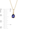 Thumbnail Image 3 of Pear-Shaped Blue Sapphire and Lab-Grown Diamond Accent Pendant in 10K Gold (F/VS2)