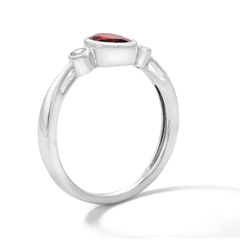 Main Image 4 of Oval Lab-Created Ruby and 1/15 CT. T.W. Lab-Grown Diamond Ring in Sterling Silver (F/VS2)