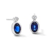 Thumbnail Image 1 of Oval Blue Lab-Created Sapphire and 1/20 CT. T.W. Lab-Grown Diamond Earrings in Sterling Silver (F/VS2)