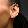 Thumbnail Image 2 of Oval Blue Lab-Created Sapphire and 1/20 CT. T.W. Lab-Grown Diamond Earrings in Sterling Silver (F/VS2)
