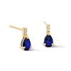 Thumbnail Image 1 of Pear-Shaped Blue Sapphire and Lab-Grown Diamond Accent Drop Earrings in 10K Gold (F/VS2)