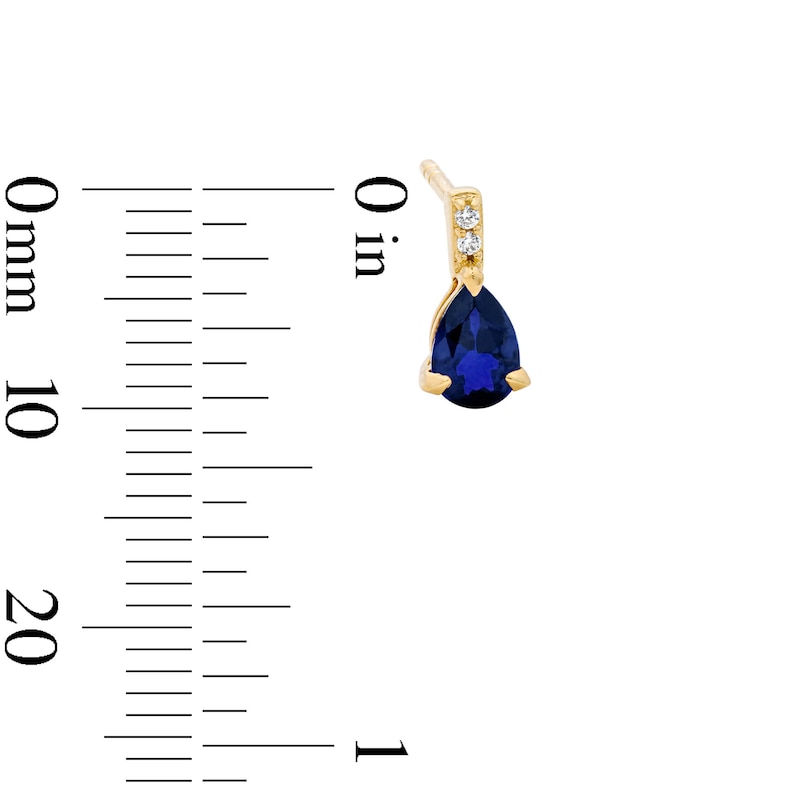 Main Image 3 of Pear-Shaped Blue Sapphire and Lab-Grown Diamond Accent Drop Earrings in 10K Gold (F/VS2)