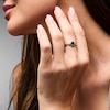 Thumbnail Image 2 of Oval Lab-Created Emerald and 1/15 CT. T.W. Lab-Grown Diamond Ring in Sterling Silver (F/VS2)