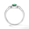 Thumbnail Image 3 of Oval Lab-Created Emerald and 1/15 CT. T.W. Lab-Grown Diamond Ring in Sterling Silver (F/VS2)