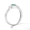 Thumbnail Image 4 of Oval Lab-Created Emerald and 1/15 CT. T.W. Lab-Grown Diamond Ring in Sterling Silver (F/VS2)