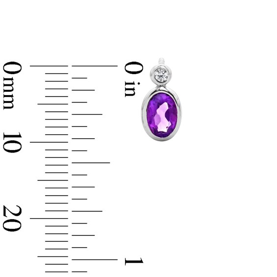 Oval Amethyst and 1/20 CT. T.w. Lab-Grown Diamond Earrings in Sterling Silver (F/Vs2)