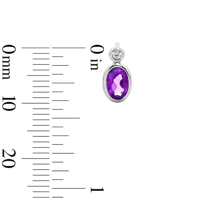 Main Image 2 of Oval Amethyst and 1/20 CT. T.W. Lab-Grown Diamond Earrings in Sterling Silver (F/VS2)