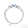 Thumbnail Image 2 of Oval Swiss Blue Topaz and 1/15 CT. T.W. Lab-Grown Diamond Ring in Sterling Silver (F/VS2)
