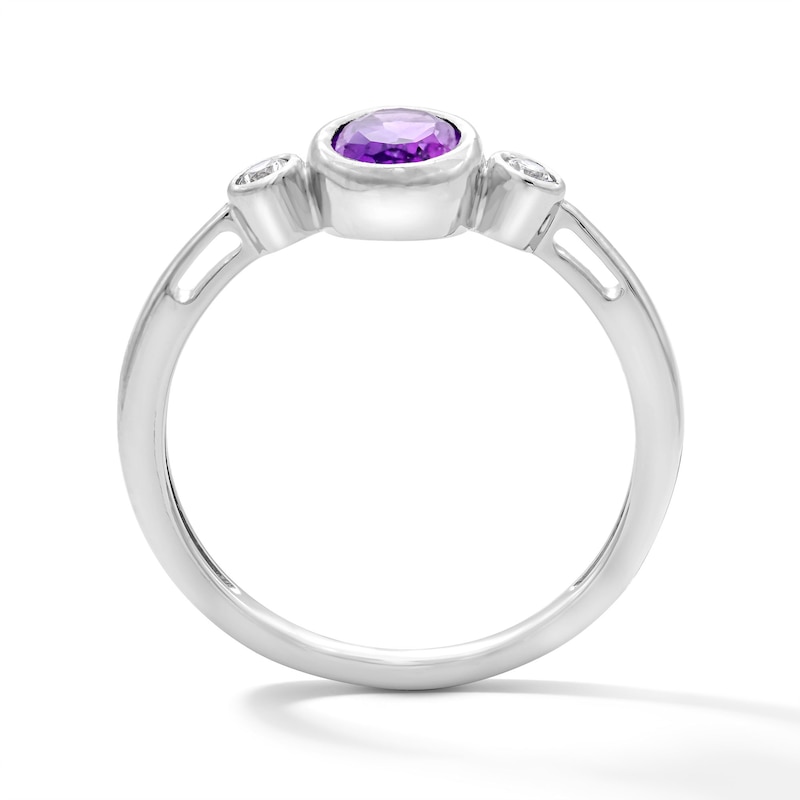 Main Image 2 of Oval Amethyst and 1/15 CT. T.W. Lab-Grown Diamond Ring in Sterling Silver (F/VS2)
