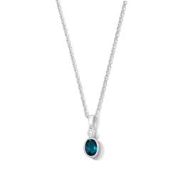 Oval Lab-Created Emerald and Lab-Grown Diamond Accent Pendant in Sterling Silver (F/VS2)