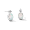 Thumbnail Image 1 of Oval Lab-Created Opal and 1/20 CT. T.W. Lab-Grown Diamond Earrings in Sterling Silver (F/VS2)