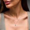 Thumbnail Image 2 of Oval Swiss Blue Topaz and Lab-Grown Diamond Accent Pendant in Sterling Silver (F/VS2)