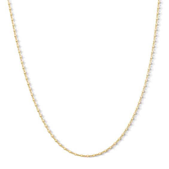 1.05mm Diamond-Cut Cube Bead Station Chain Necklace in Solid 10K Gold - 16"