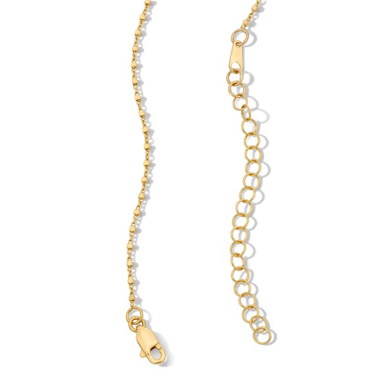 1.05mm Diamond-Cut Cube Bead Station Chain Necklace in Solid 10K Gold - 16"