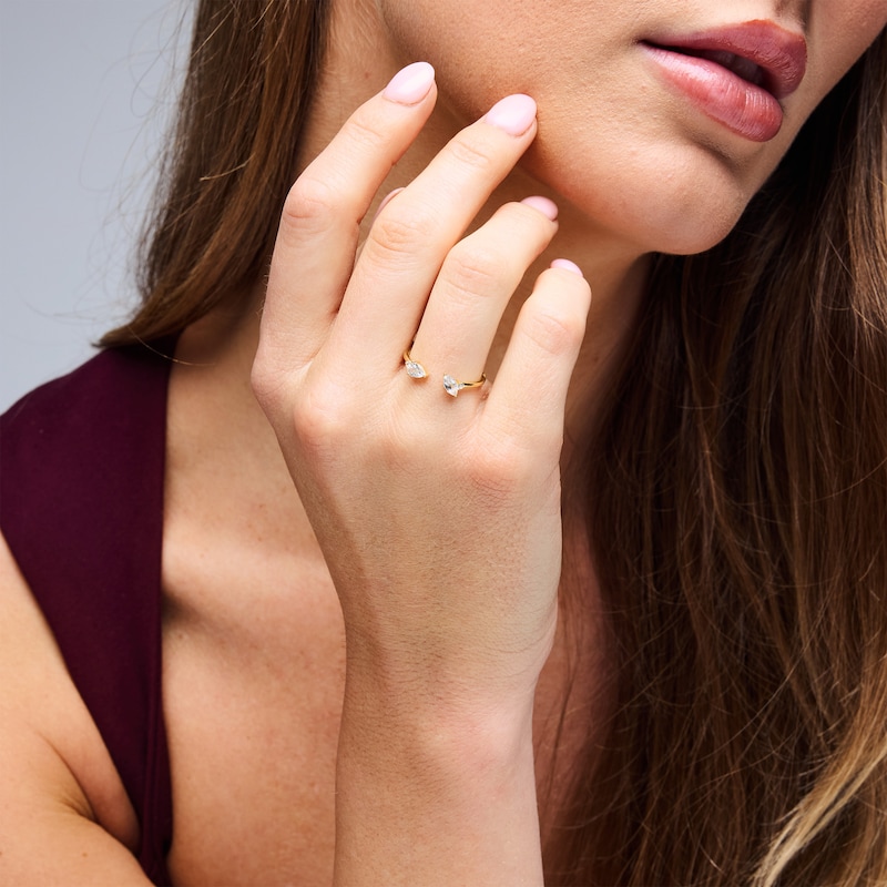 Main Image 2 of 3/8 CT. T.W. Multi-Shape Lab-Grown Diamond Open Ring in 10K Gold (F/VS2)