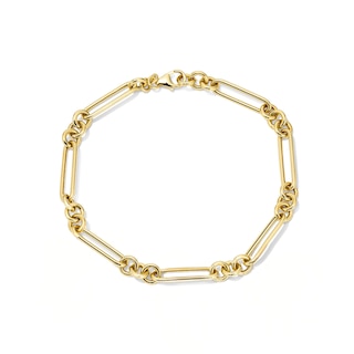 5.4mm Paper Clip Station Bracelet in Hollow 10K Gold - 7.5"