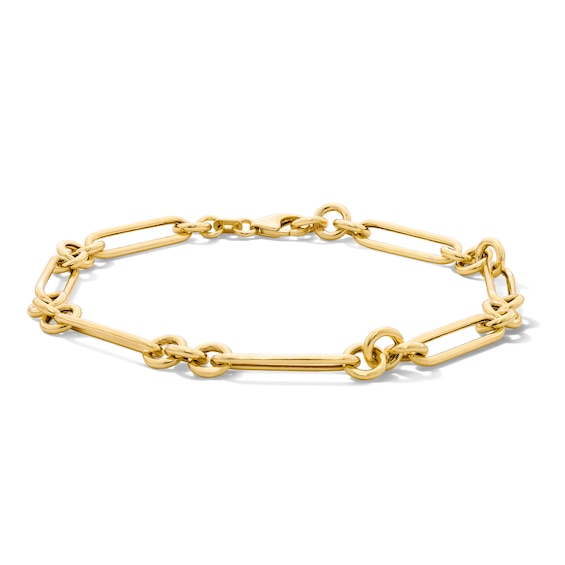 5.4mm Paper Clip Station Bracelet in Hollow 10K Gold - 7.5"