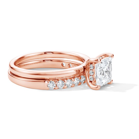 2 CT. T.w. Princess-Cut Certified Lab-Grown Diamond Bridal Set in 14K Rose Gold (F/Vs2)