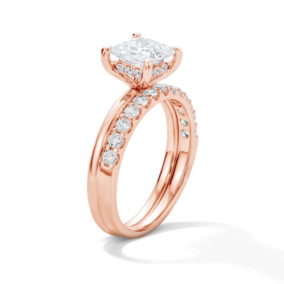 2 CT. T.w. Princess-Cut Certified Lab-Grown Diamond Bridal Set in 14K Rose Gold (F/Vs2)
