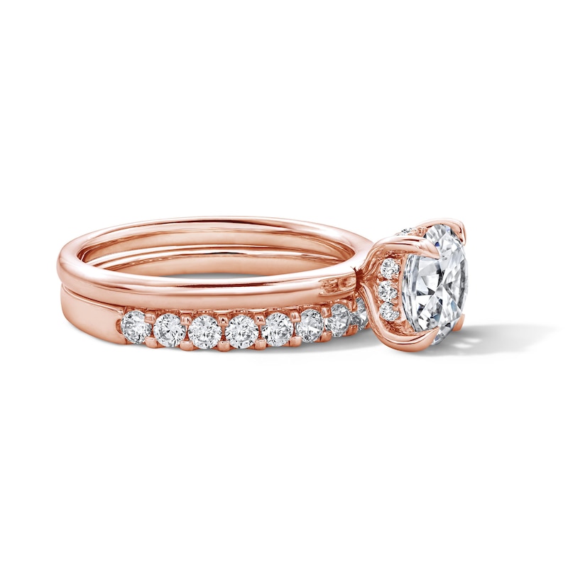 Main Image 3 of 2 CT. T.W. Certified Lab-Grown Diamond Bridal Set in 14K Rose Gold (F/VS2)