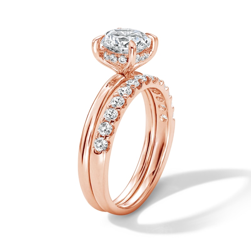 Main Image 4 of 2 CT. T.W. Certified Lab-Grown Diamond Bridal Set in 14K Rose Gold (F/VS2)