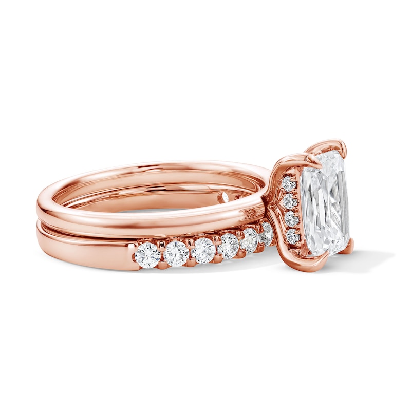 Main Image 3 of 2 CT. T.W. Radiant-Cut Certified Lab-Grown Diamond Bridal Set in 14K Rose Gold (F/VS2)