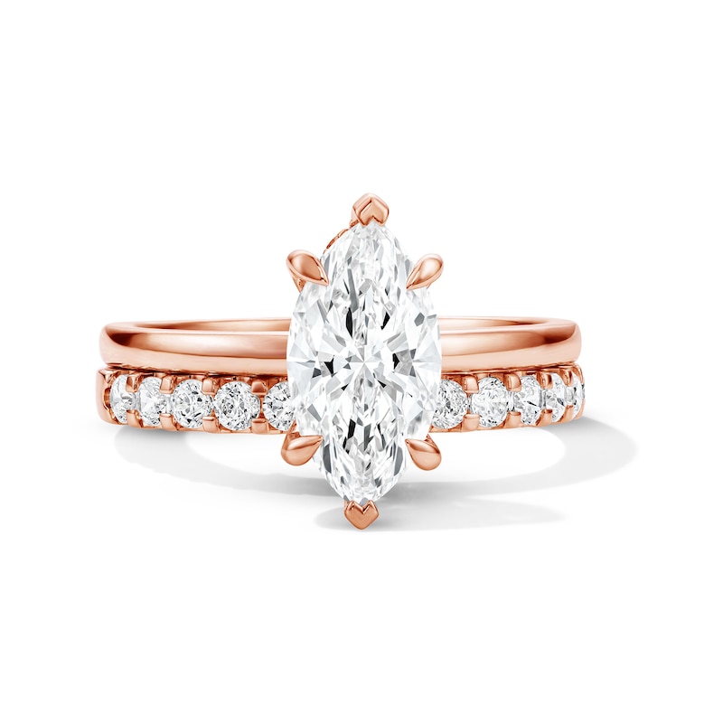 Main Image 1 of 2 CT. T.W. Marquise-Cut Certified Lab-Grown Diamond Bridal Set in 14K Rose Gold (F/VS2)