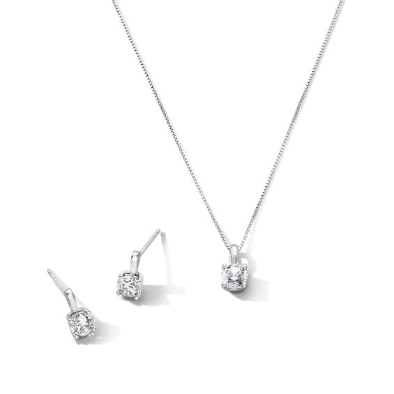 1 CT. T.w. Certified Lab-Grown Diamond Solitaire Pendant and Drop Stud Earrings Set in Sterling Silver (I/Si2)