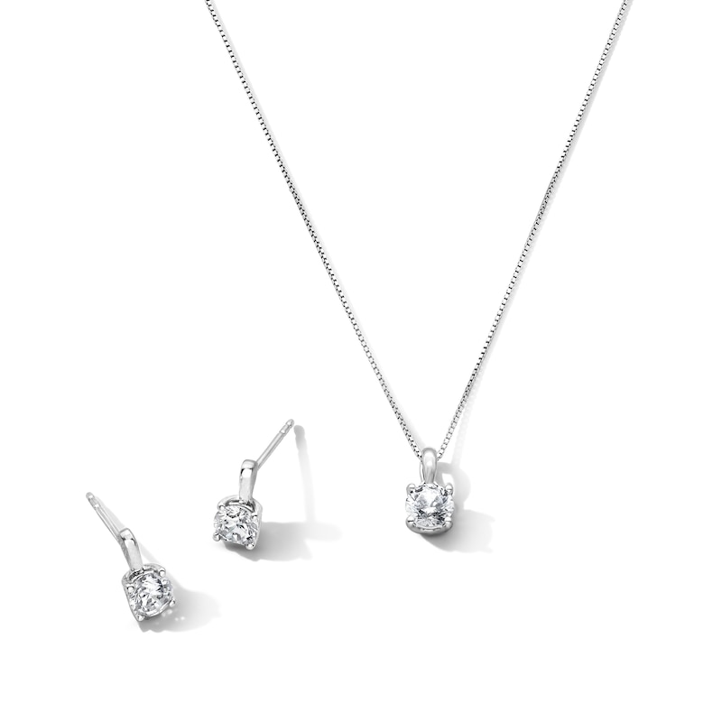 Main Image 1 of 1 CT. T.W. Certified Lab-Grown Diamond Solitaire Pendant and Drop Stud Earrings Set in Sterling Silver (I/SI2)