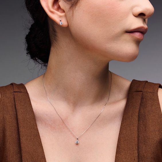 1 CT. T.w. Certified Lab-Grown Diamond Solitaire Pendant and Drop Stud Earrings Set in Sterling Silver (I/Si2)