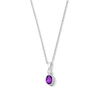 Thumbnail Image 1 of Oval Amethyst and Lab-Grown Diamond Accent Pendant in Sterling Silver (F/VS2)