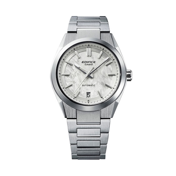 Men's Casio Edifice Stainless Steel Analog Watch with White Dial (Model: Efk100D-7A)