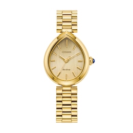 Ladies’ Citizen Eco-Drive® Rainell Gold-Tone IP Analog Watch with Gold-Tone Dial (Model: EM1202-50P)