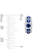 Thumbnail Image 2 of Blue Lab-Created Sapphire and 3/8 CT. T.W. Lab-Grown Diamond Hoop Earrings in Sterling Silver (F/VS2)