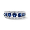 Thumbnail Image 1 of Blue Lab-Created Sapphire and 1/3 CT. T.W. Lab-Grown Diamond Ring in Sterling Silver (F/VS2)