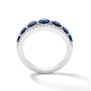 Thumbnail Image 2 of Blue Lab-Created Sapphire and 1/3 CT. T.W. Lab-Grown Diamond Ring in Sterling Silver (F/VS2)