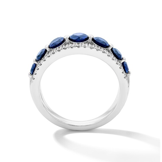 Blue Lab-Created Sapphire and 1/3 CT. T.w. Lab-Grown Diamond Ring in Sterling Silver (F/Vs2)